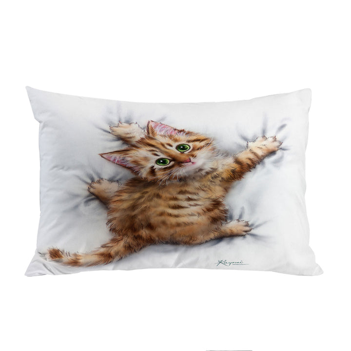 Funny Cute Cats Designs Hang on Ginger Kitten Pillow Cases