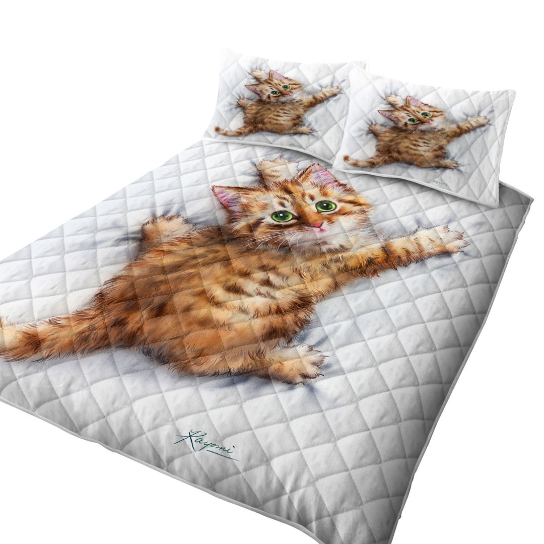 Funny Cute Cats Designs Hang on Ginger Kitten Quilts