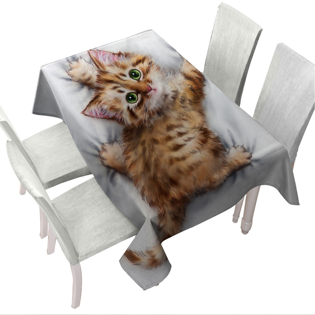 Funny Cute Cats Designs Hang on Ginger Kitten Table Cover