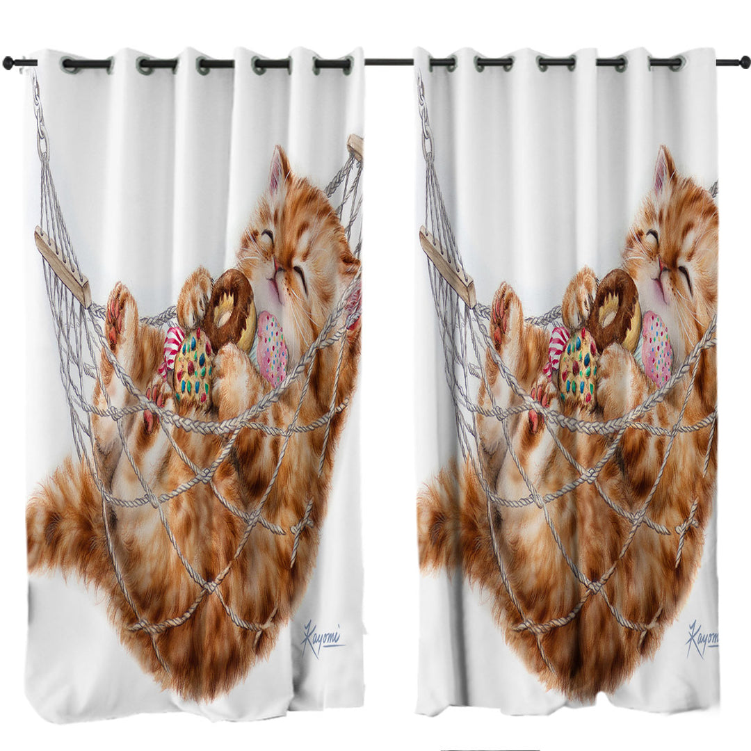 Funny Cute Cats Designs Happy Hammock Kitten Curtains