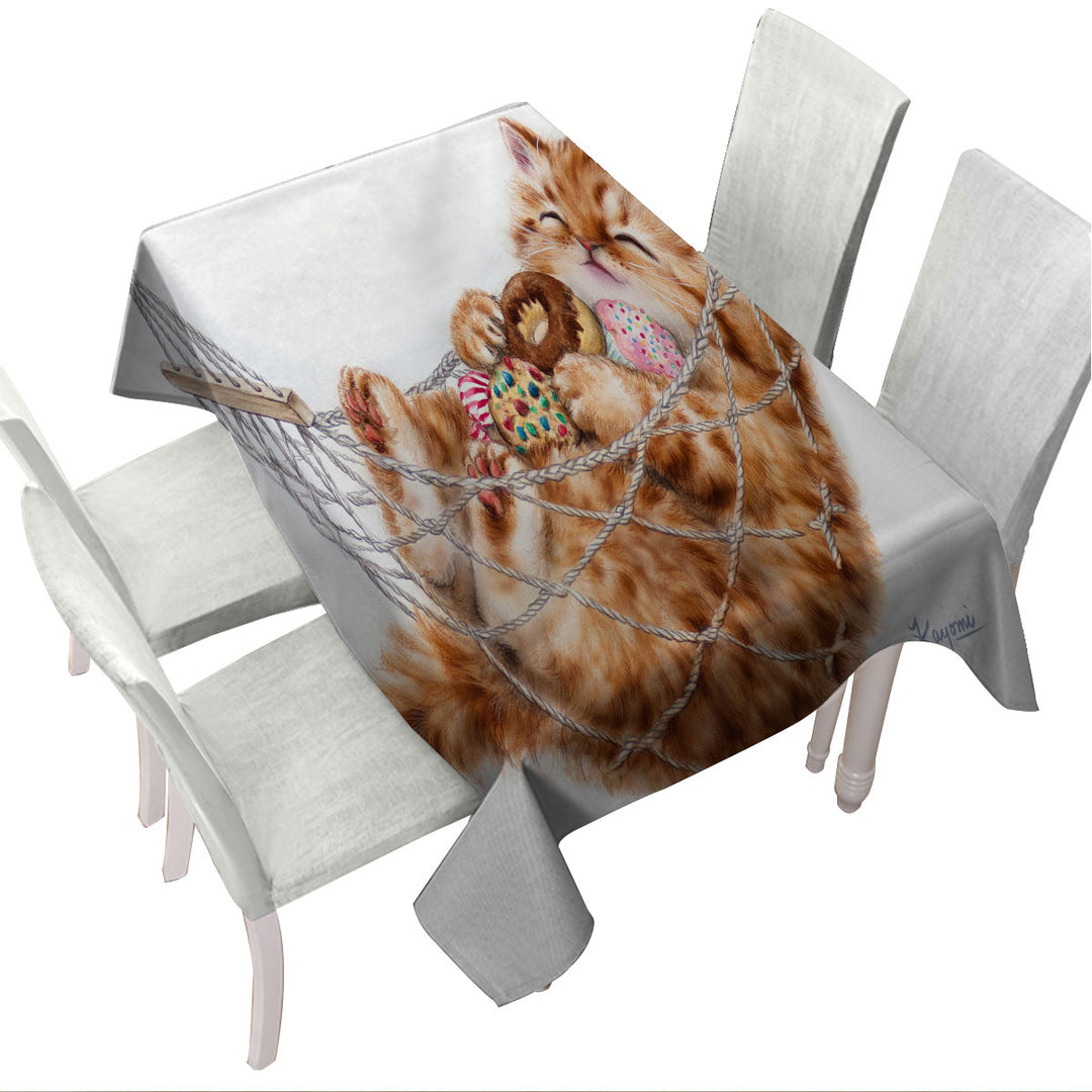 Funny Cute Cats Designs Happy Hammock Kitten Tablecloths