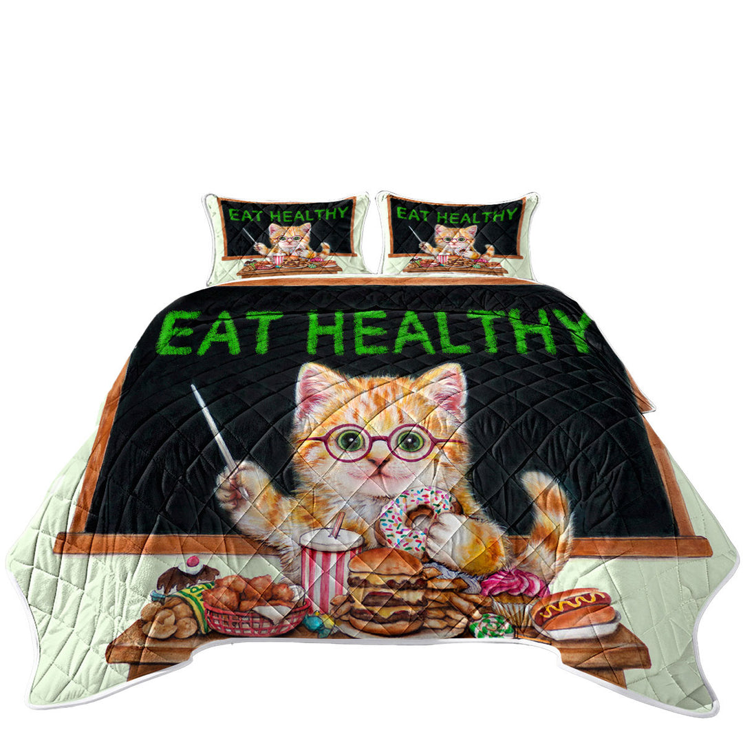 Funny Cute Cats Fast Food Teacher Kitten Quilts