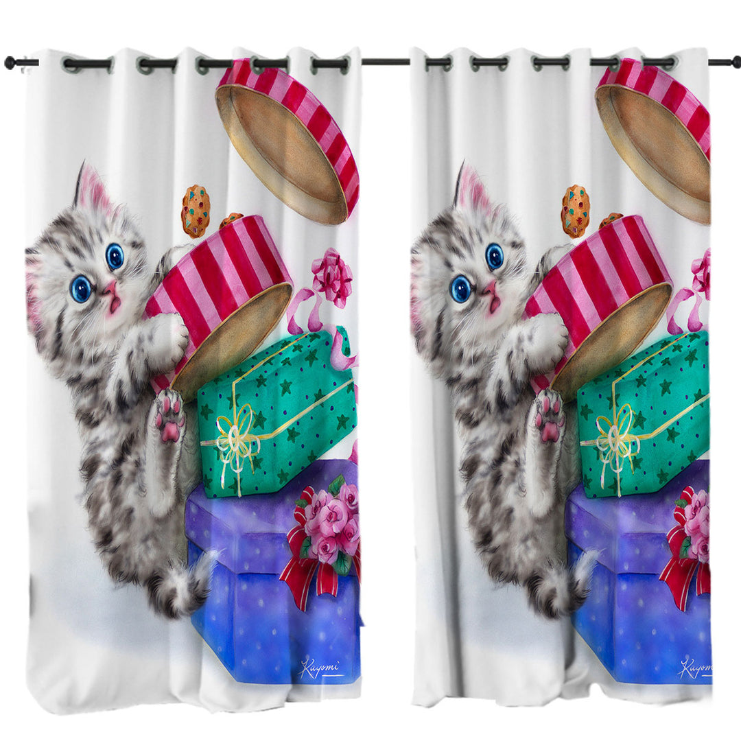 Funny Cute Christmas Gifts Thief Cookie Kitty Cat Curtains