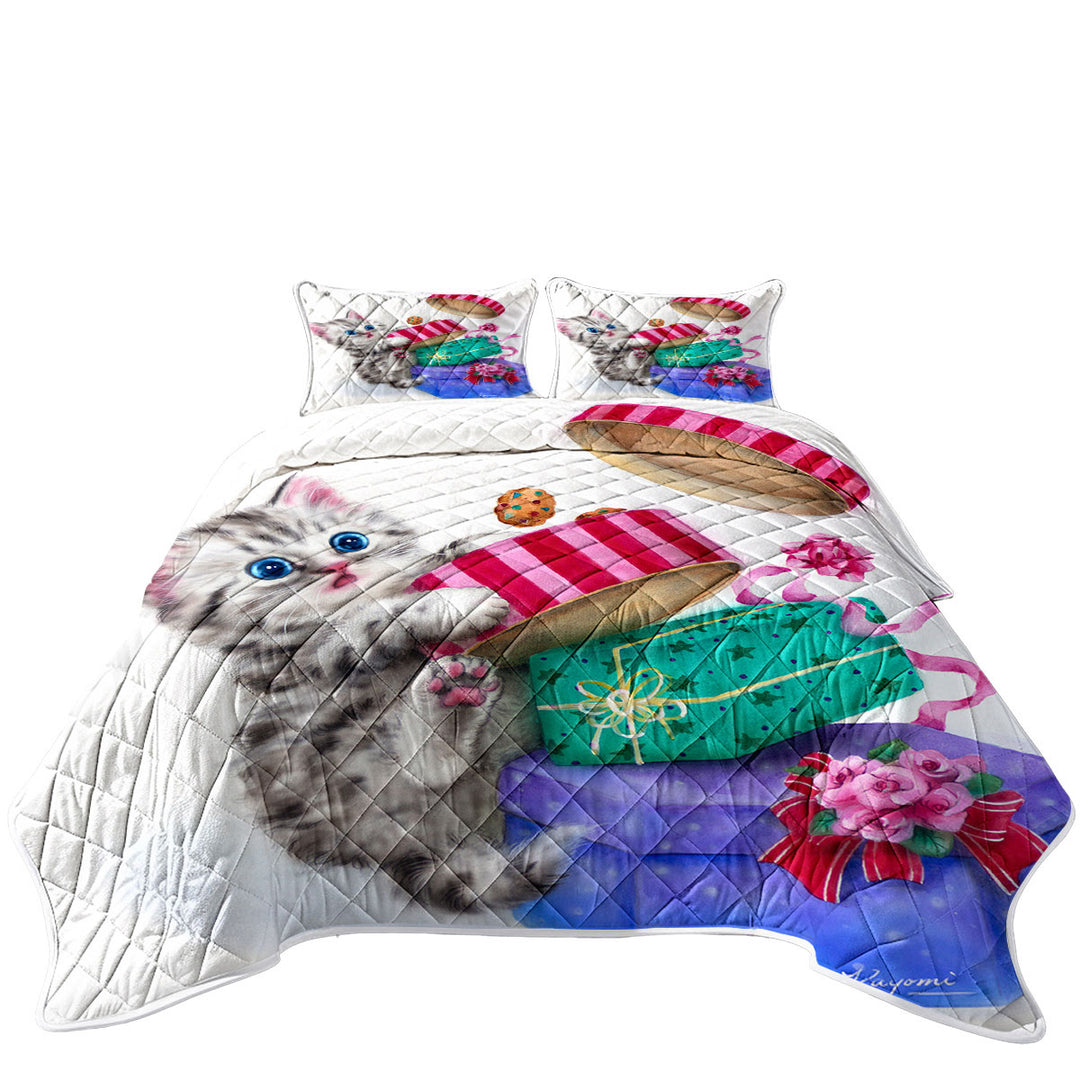 Funny Cute Christmas Gifts Thief Cookie Kitty Cat Quilts