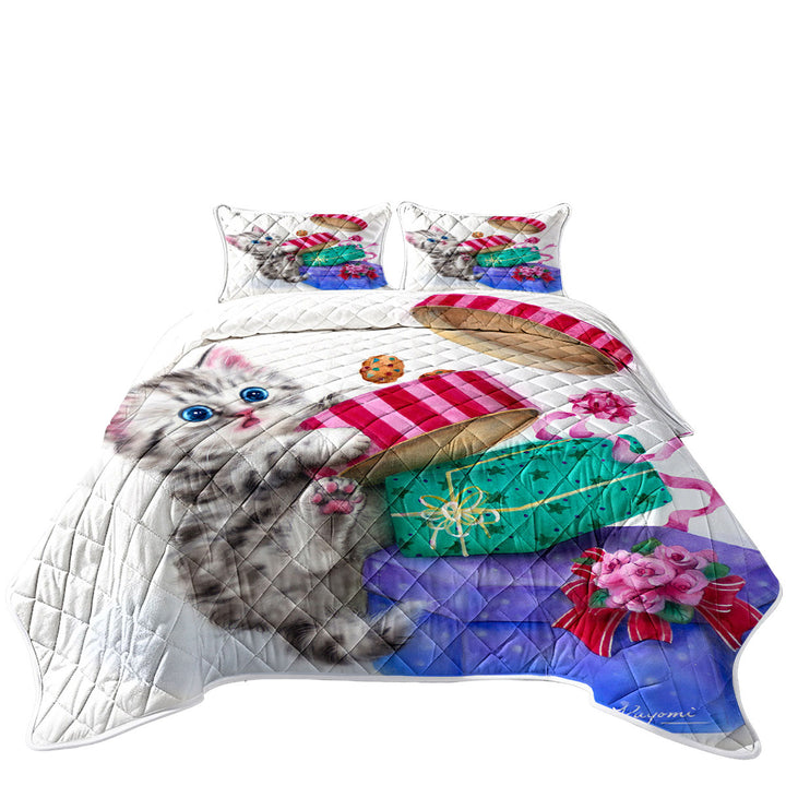 Funny Cute Christmas Gifts Thief Cookie Kitty Cat Quilts