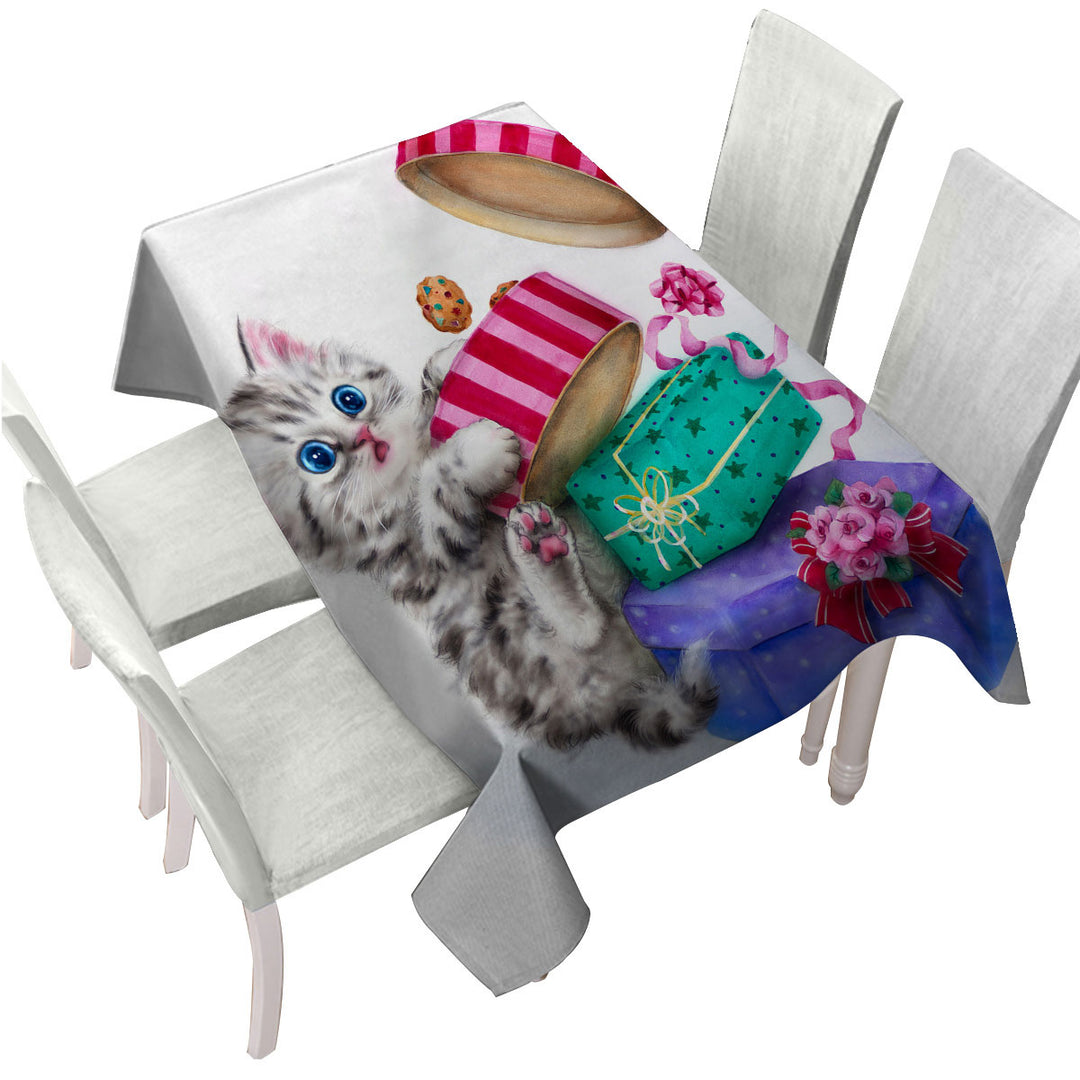 Funny Cute Christmas Gifts Thief Cookie Kitty Cat Tablecloth
