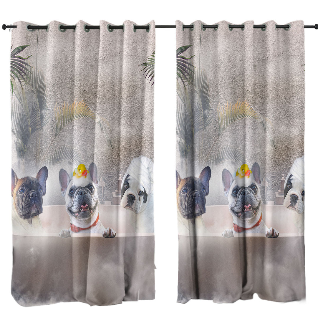 Funny Cute French Bulldog Bath Drapes