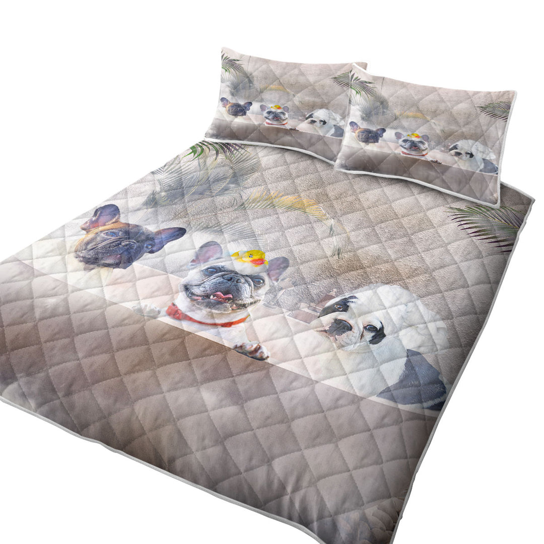 Funny Cute French Bulldog Bath Twin Quilt