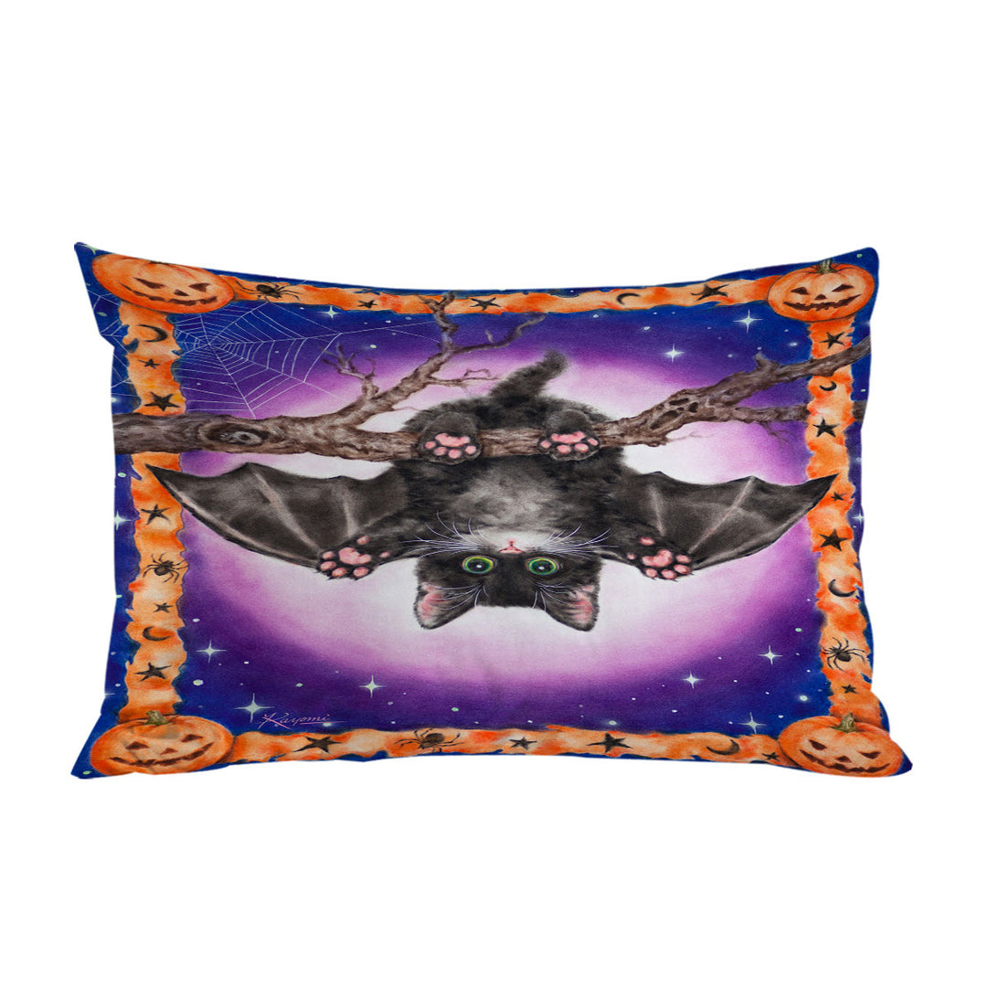 Funny Cute Halloween Kitten Bat Pillow Case Covers