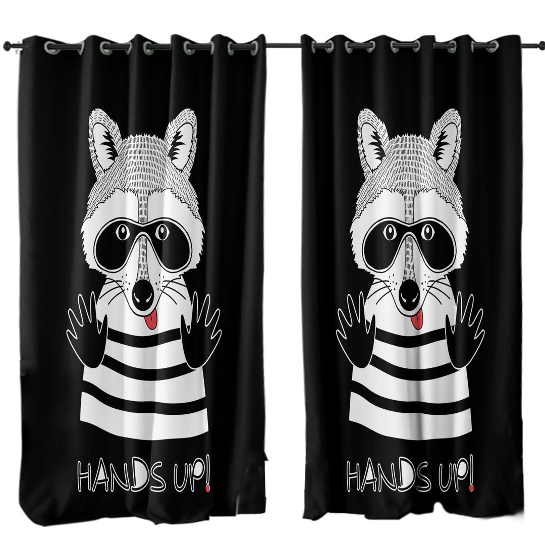 Funny Cute Prisoner Raccoon Curtains