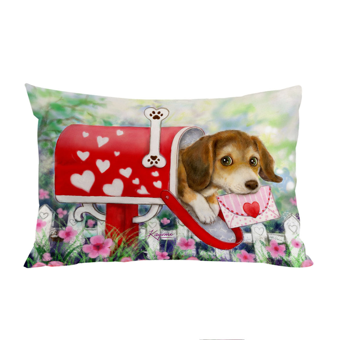 Funny Dog Mailbox Puppy with Hearts Pillow Cases