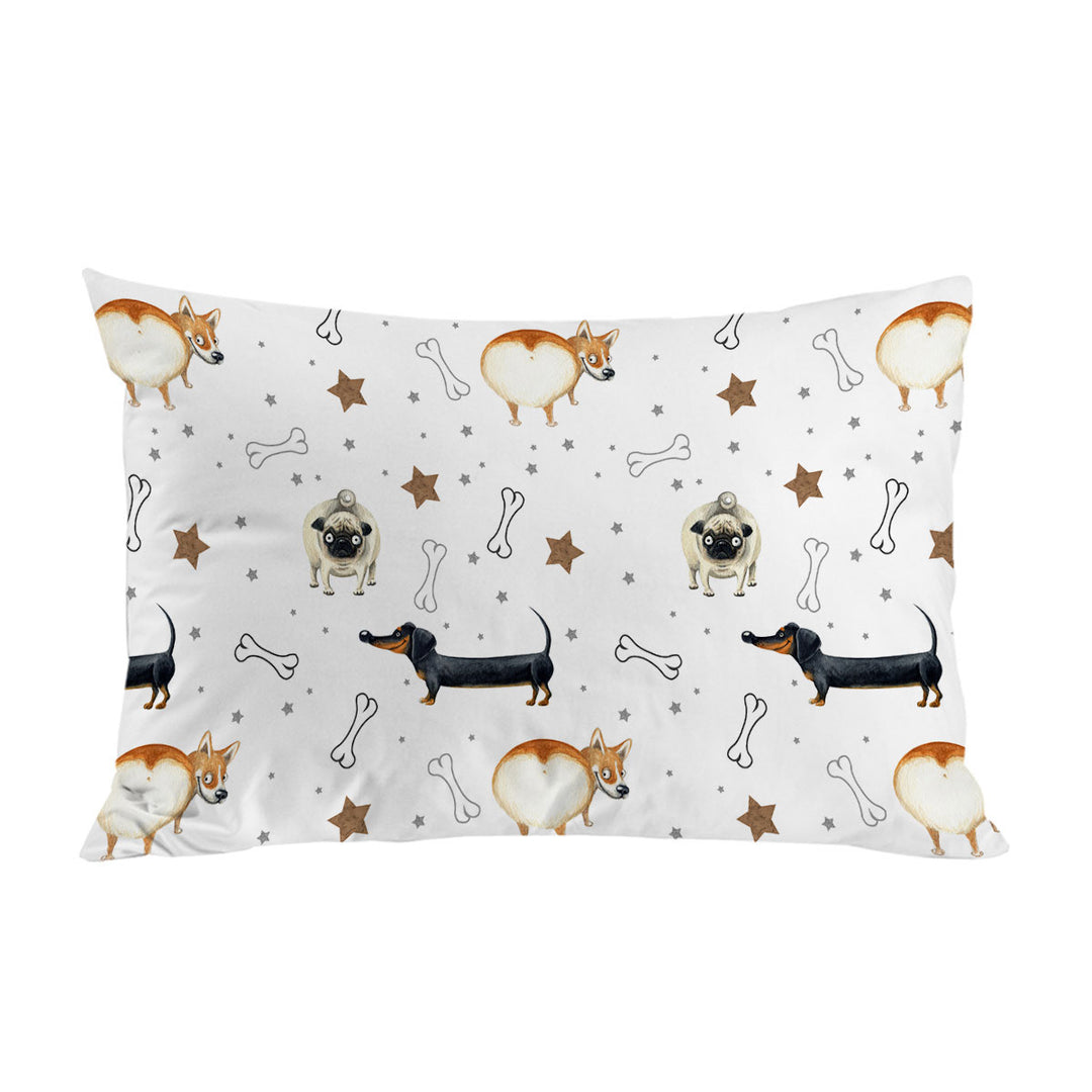 Funny Dogs and Bones Pattern Pillow Cases