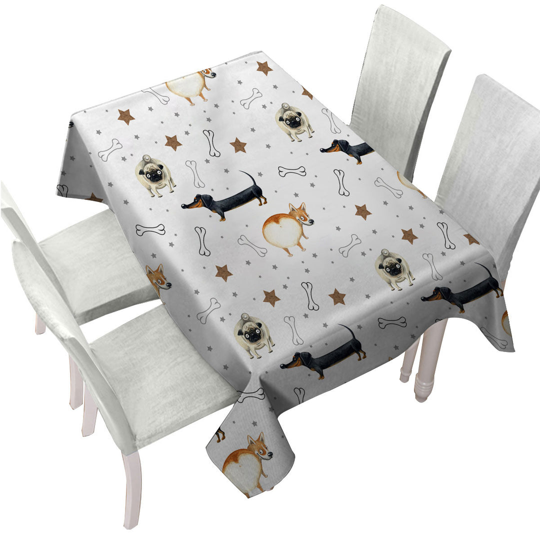 Funny Dogs and Bones Pattern Tablecloths