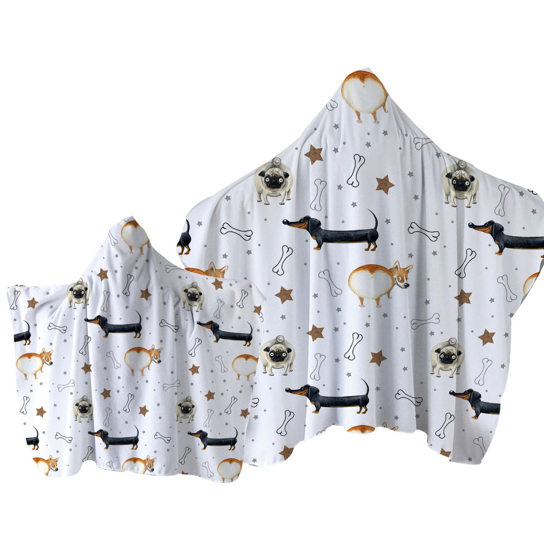 Funny Dogs and Bones Pattern Towel Hoodie