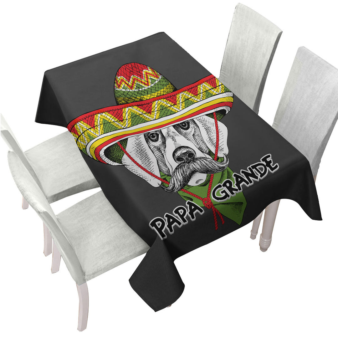 Funny Drawing Mexican Dog Wearing Sombrero Tablecloth