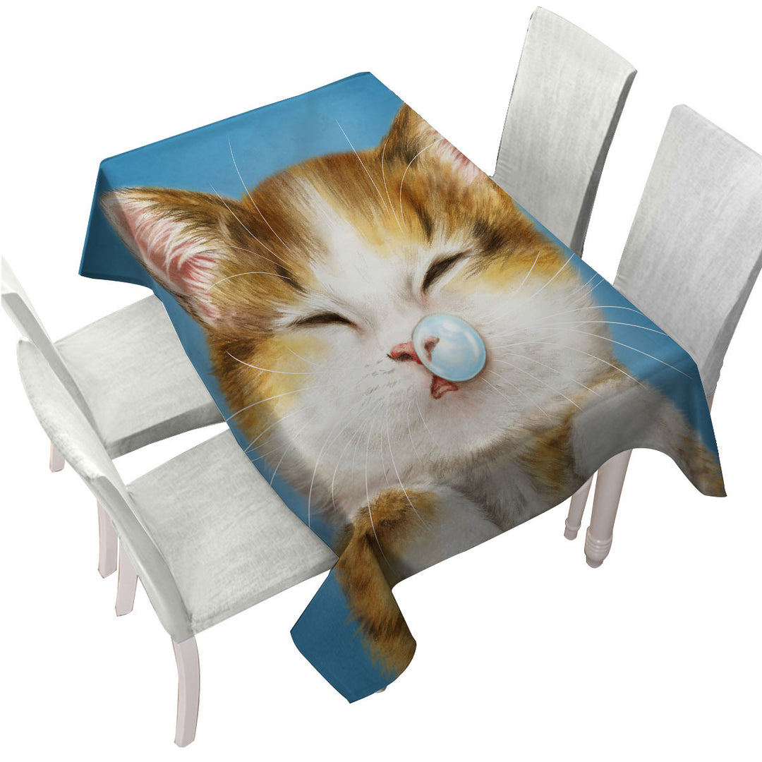 Funny Drawings for Kids Cute Sleepy Kitty Cat Tablecloths