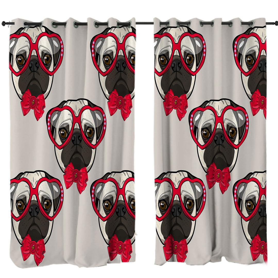 Funny Elegant Pug Dog Curtain