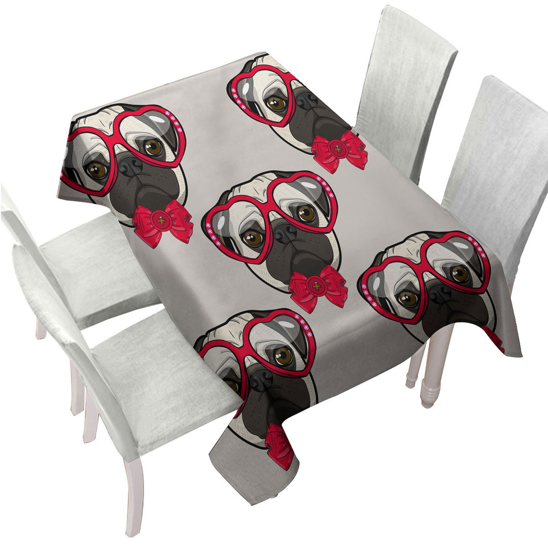 Funny Elegant Pug Dog Tablecloth