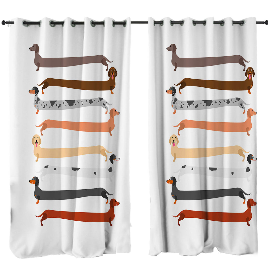 Funny Extra Long Dachshund Dogs Drapes for Living Room