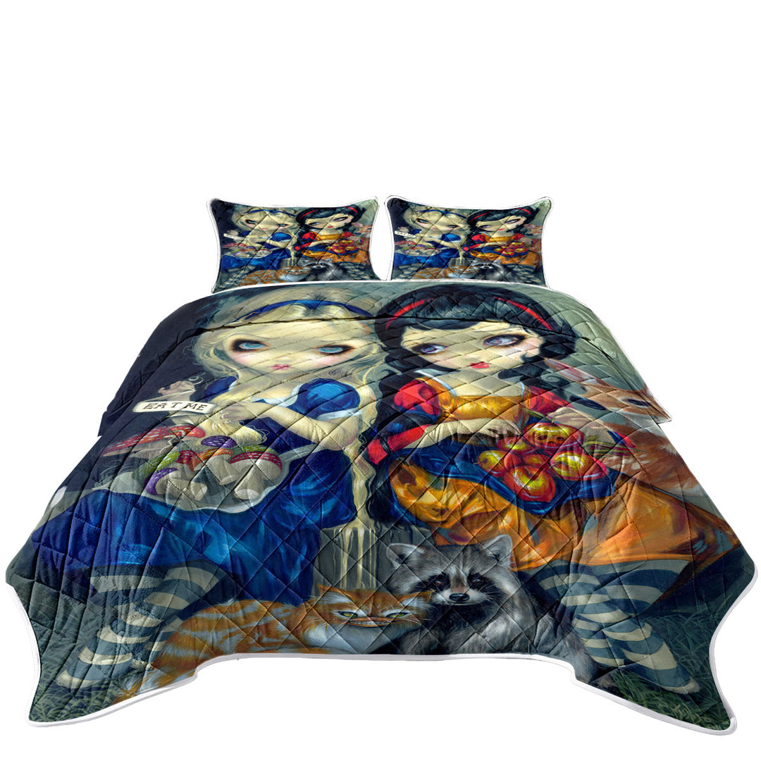Funny Fantasy Art Alice and Snow White California King Quilt Sets