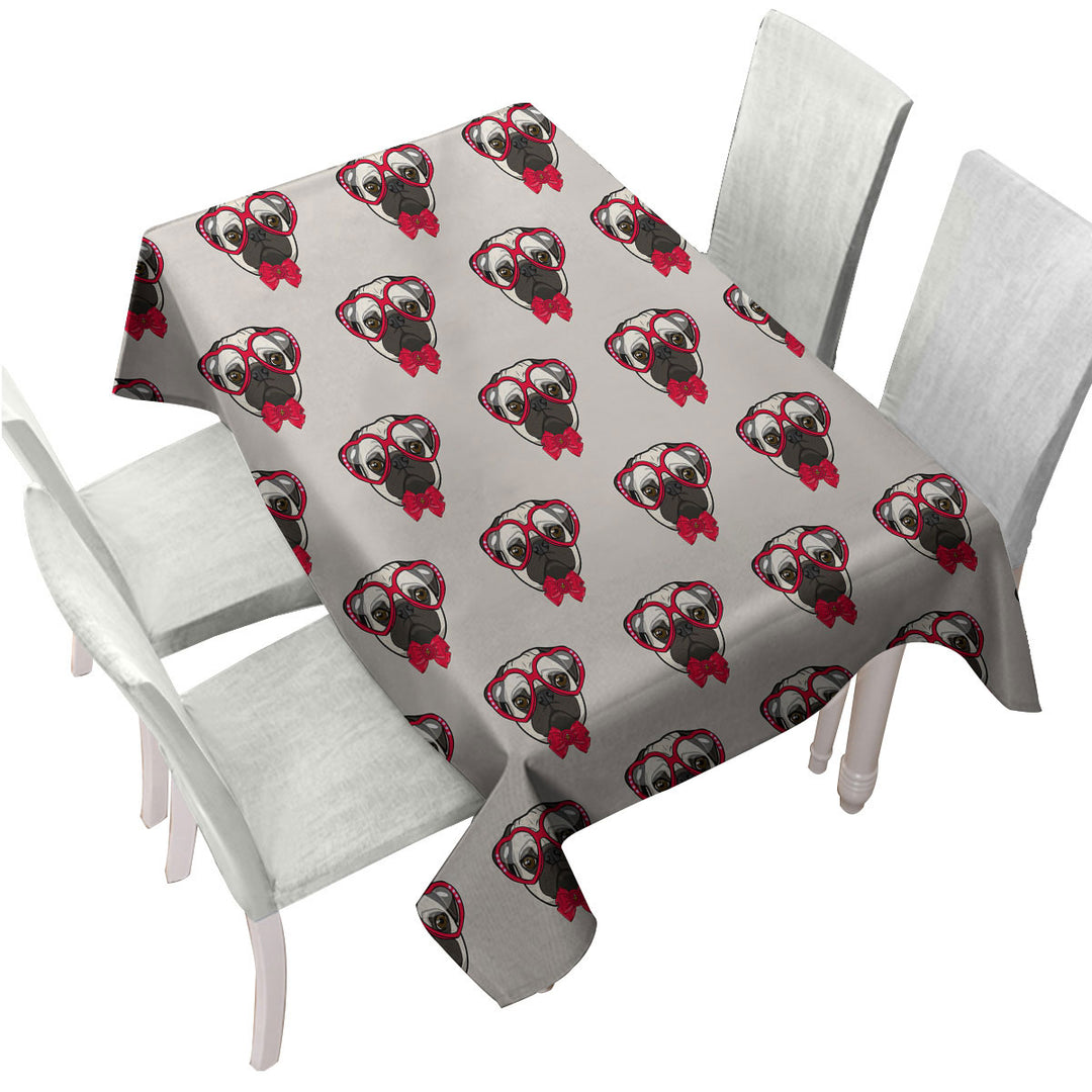 Funny Hipster Pug Dog Pattern Custom tablecloths
