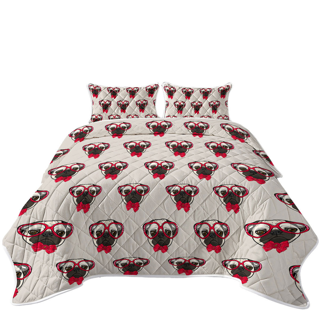 Funny Hipster Pug Dog Pattern Quilts
