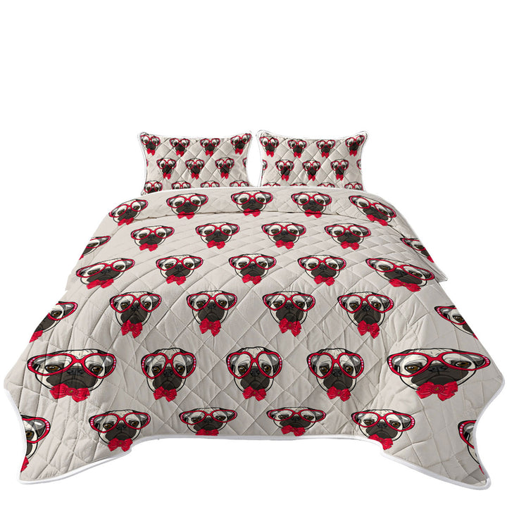 Funny Hipster Pug Dog Pattern Quilts