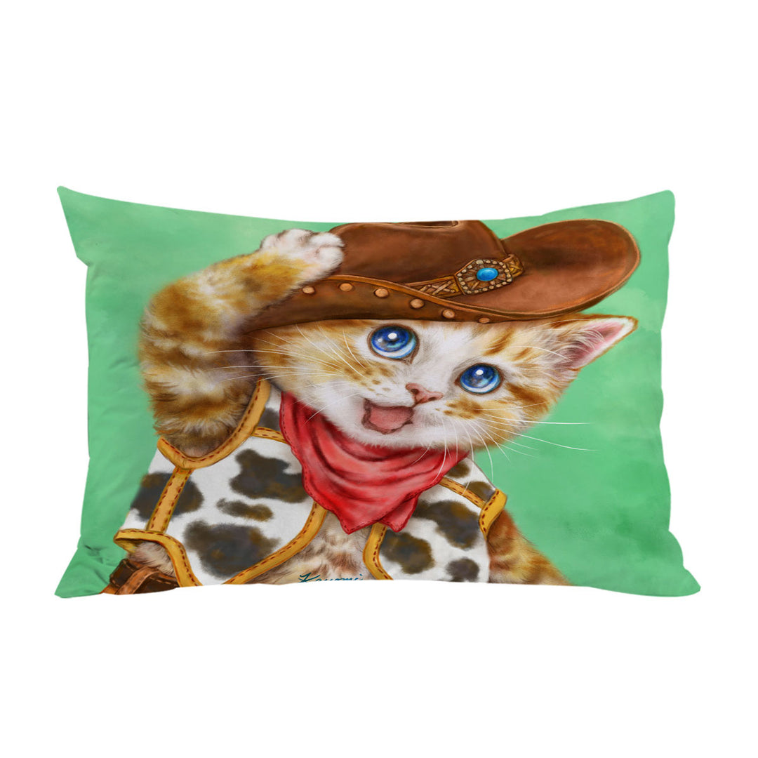 Funny Kittens Cute Cowboy Ginger Cat Pillowcase