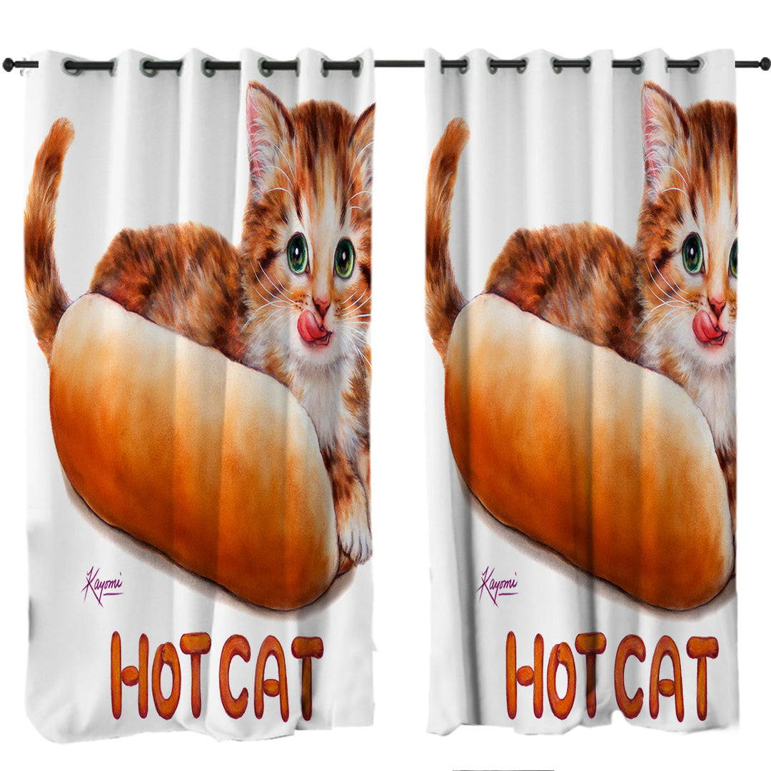 Funny Kittens Ginger Hot Cat Curtains for Bedroom