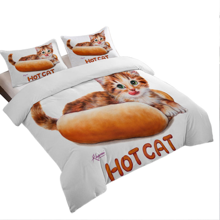 Funny Kittens Ginger Hot Cat Duvet Cover Queen