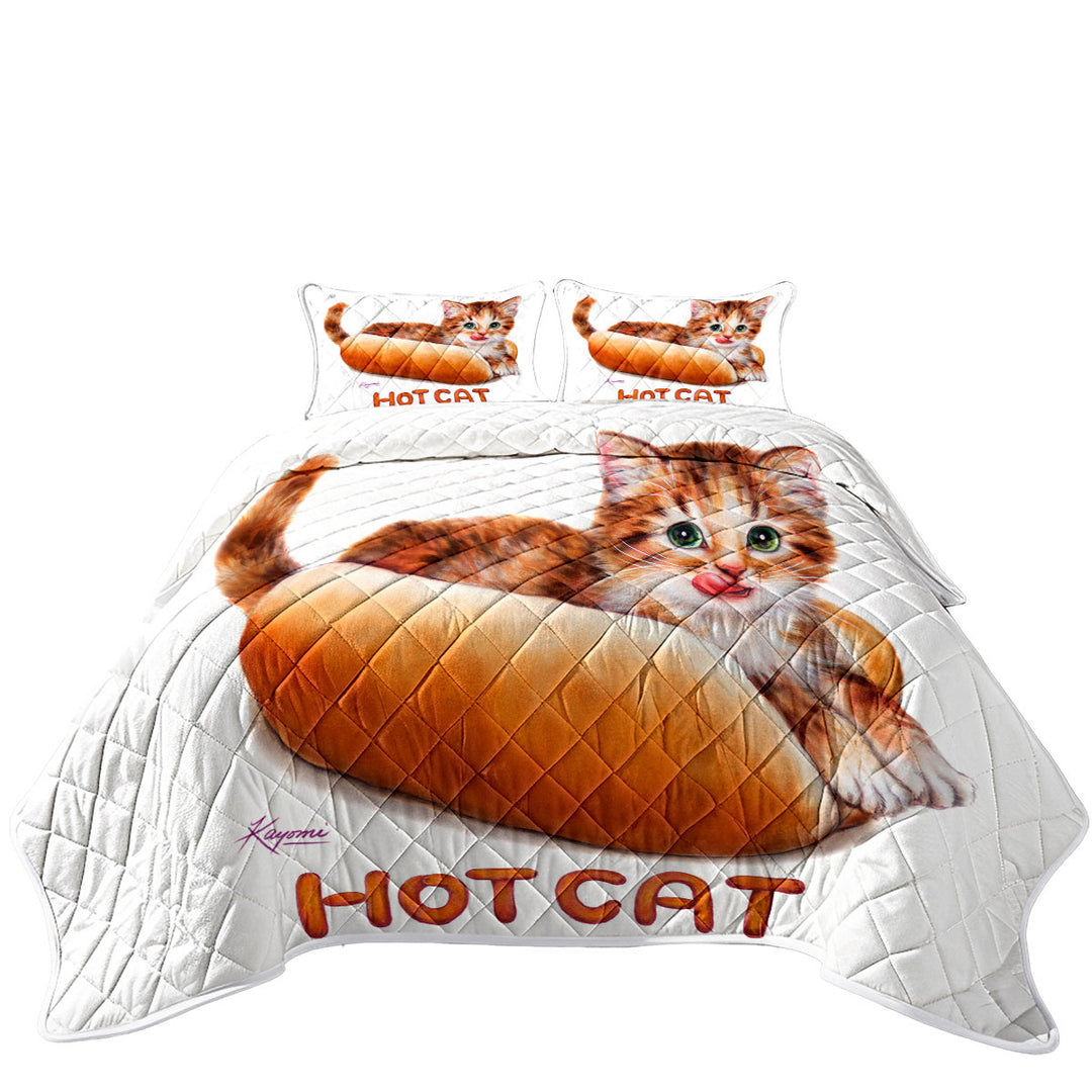 Funny Kittens Ginger Hot Cat King Size Bedspreads