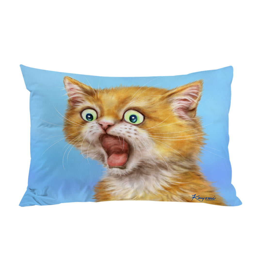 Funny Kittens Ginger Kitty Cat is in Shock Pillow Cases