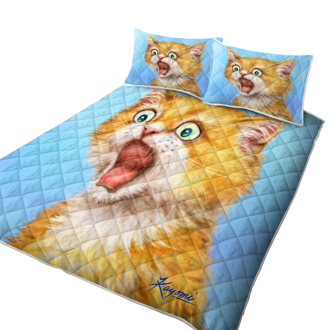 Funny Kittens Ginger Kitty Cat is in Shock Quilts