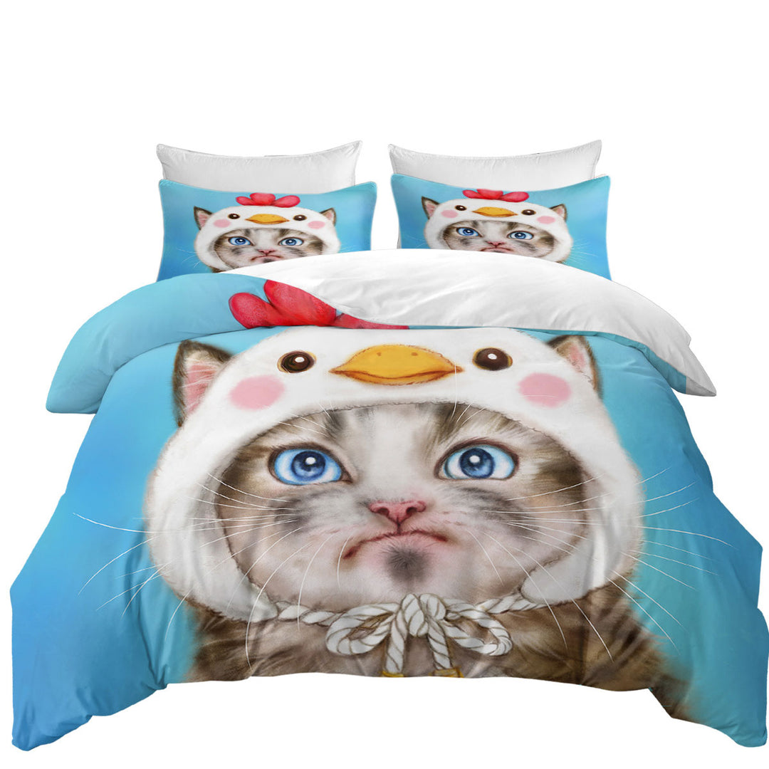 Funny Kittens Unpleased Cat Dressed as a Bird Chick Daybed Covers Sets