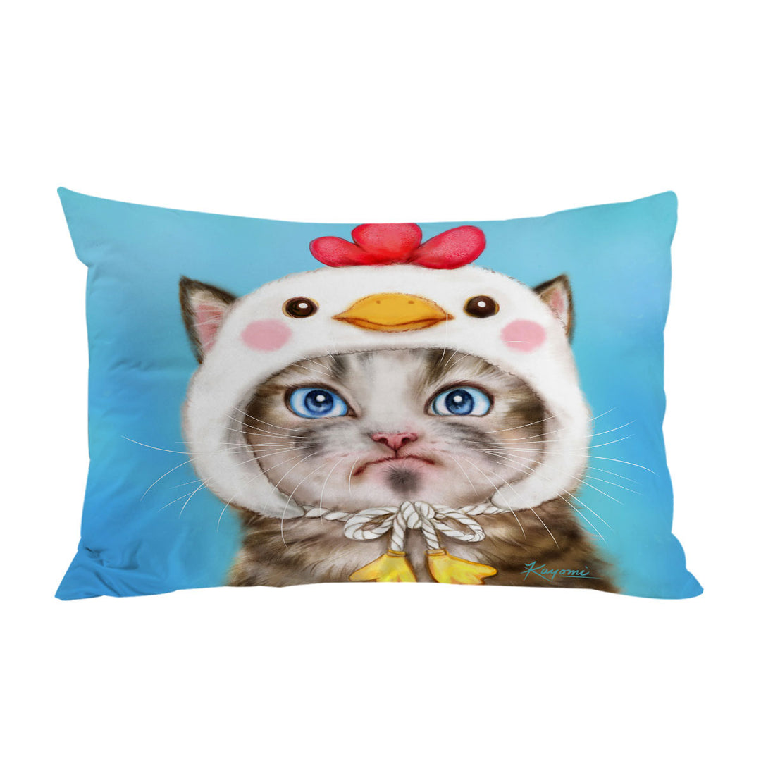 Funny Kittens Unpleased Cat Dressed as a Bird Chick Pillowcases