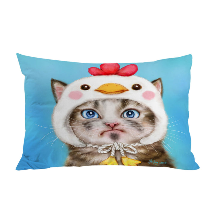 Funny Kittens Unpleased Cat Dressed as a Bird Chick Pillowcases