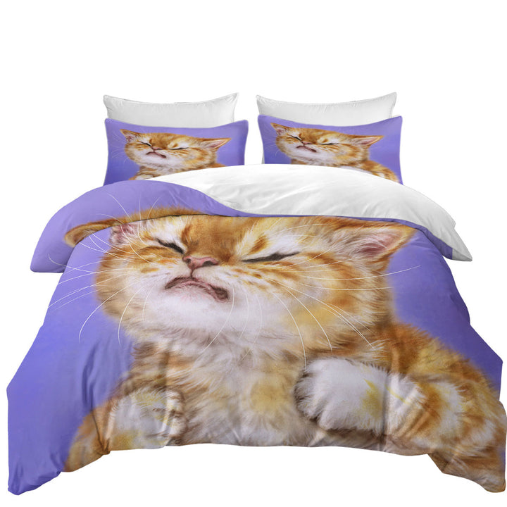 Funny Kittens Upset Ginger Kitty Cat over Purple Good Duvet Covers