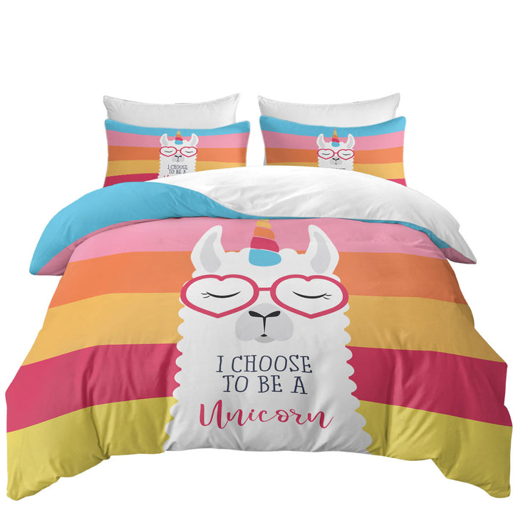 Funny Llama Unicorn Duvet Cover set