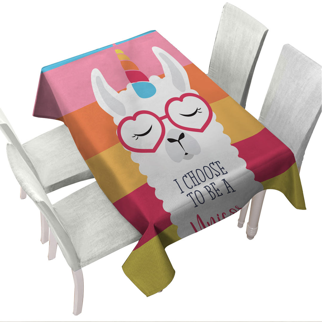 Funny Llama Unicorn Tablecloth