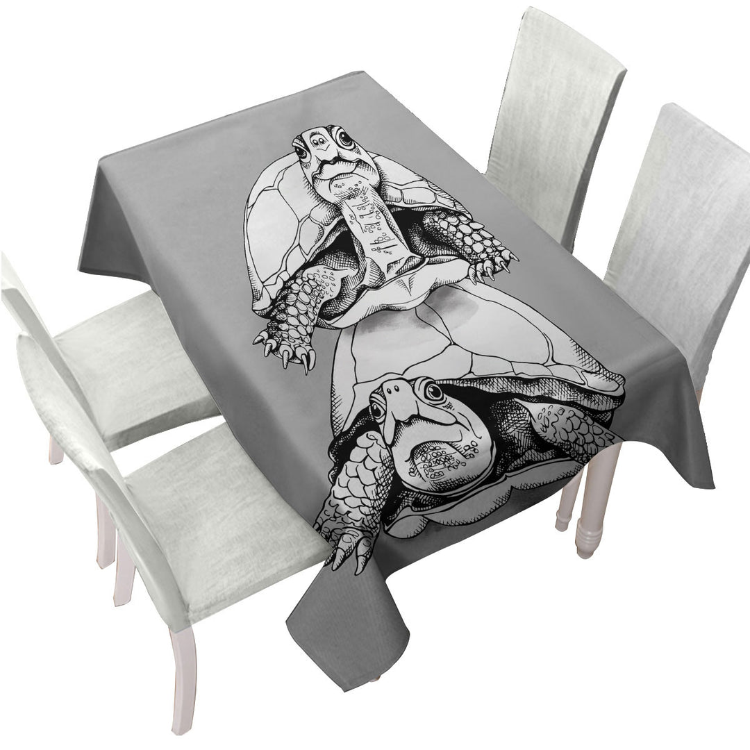 Funny Looking Turtle Couple Tablecloths
