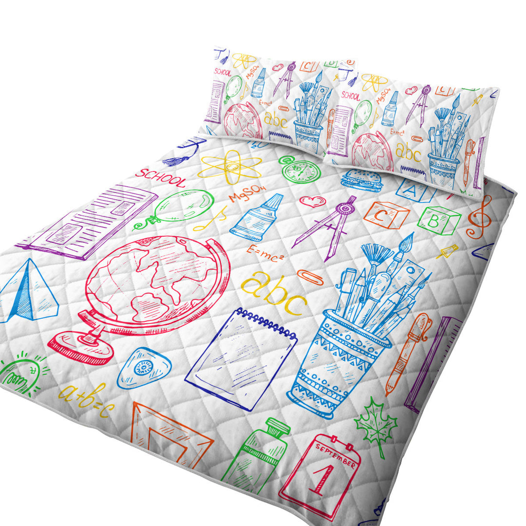 Funny Multi Colored Back to School Kit Coverlet