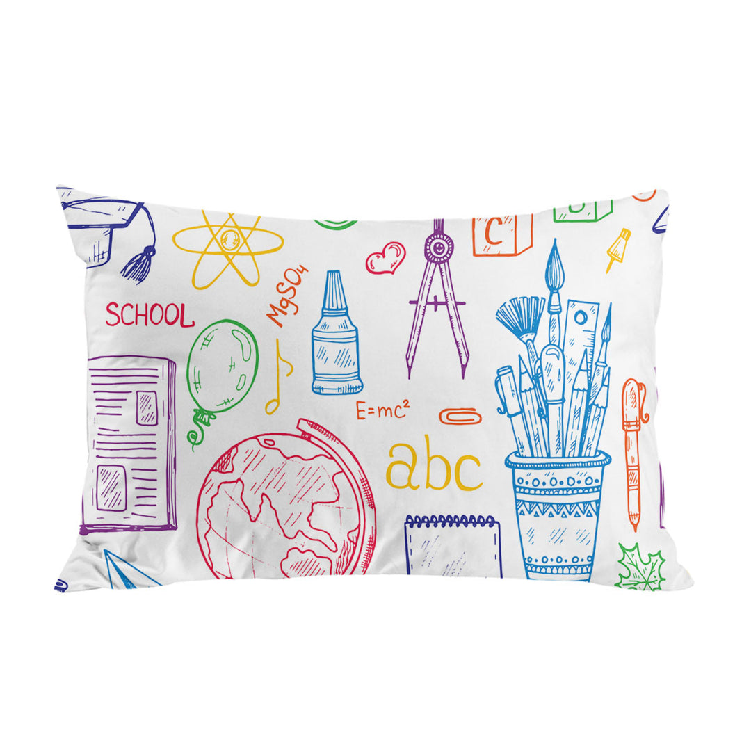 Funny Multi Colored Back to School Kit Pillowcase