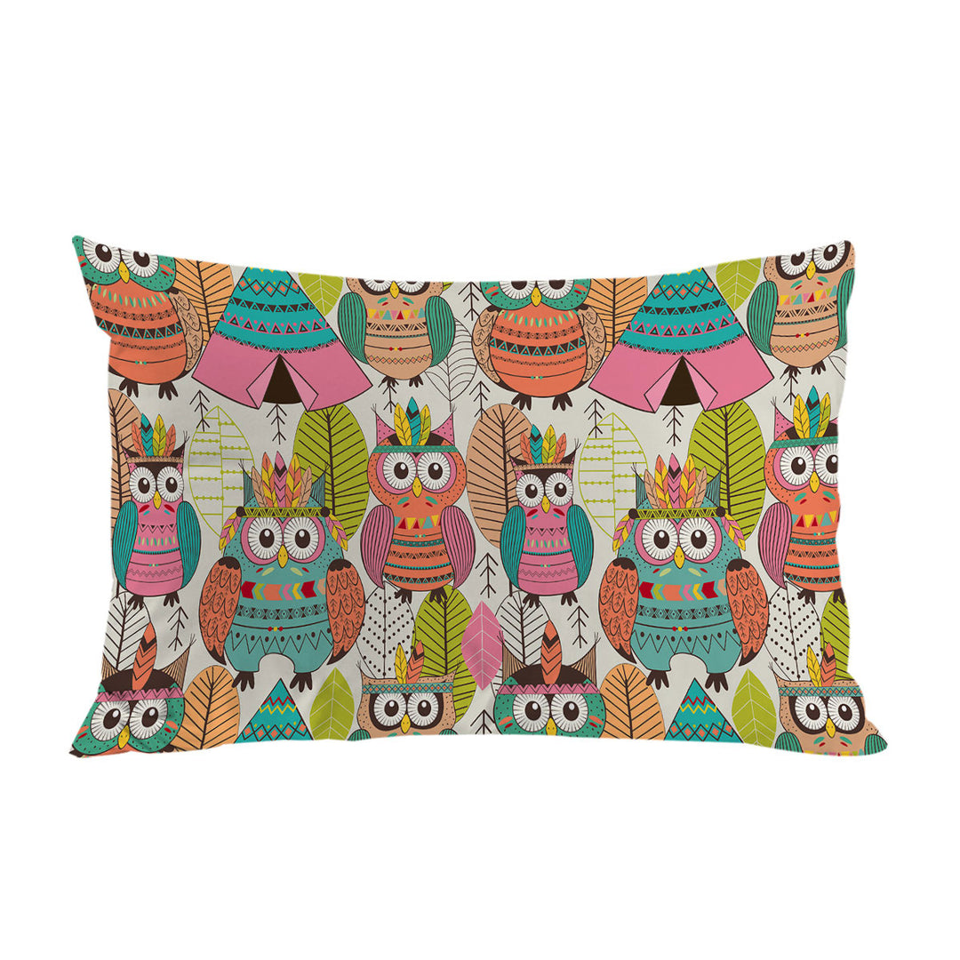 Funny Native American Owls Pillow Cases