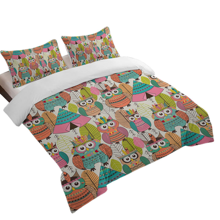 Funny Native American Owls Twin xl Duvet Covers