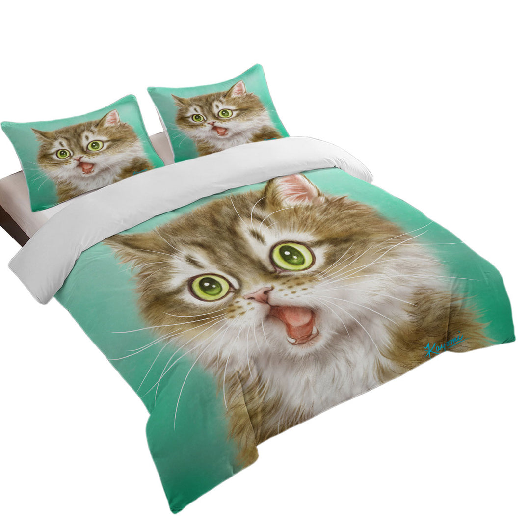 Funny Painted Cats Beautiful Kitty in Shock Coverlets