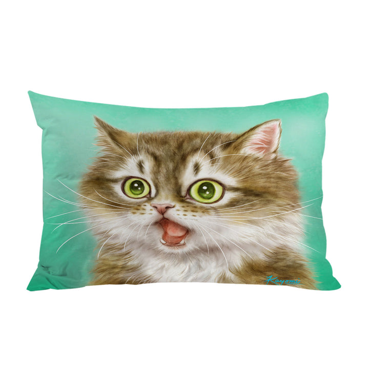 Funny Painted Cats Beautiful Kitty in Shock Pillowcase