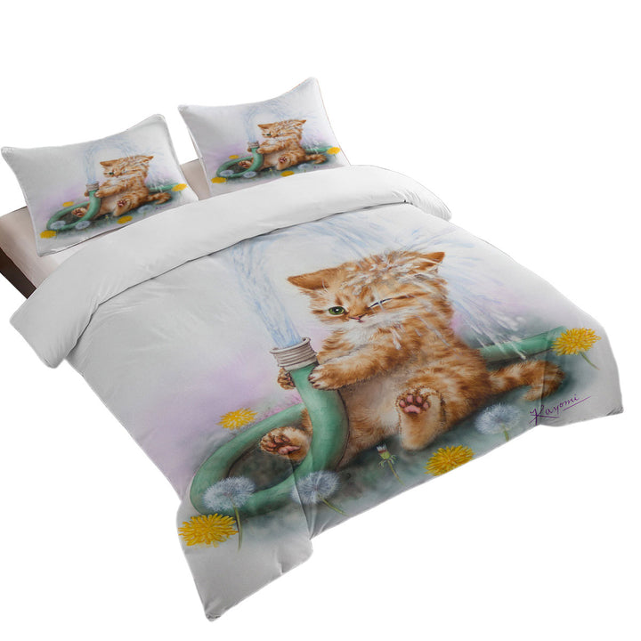 Funny Paintings for Kids Ginger Kitten Bath Time Coverlets