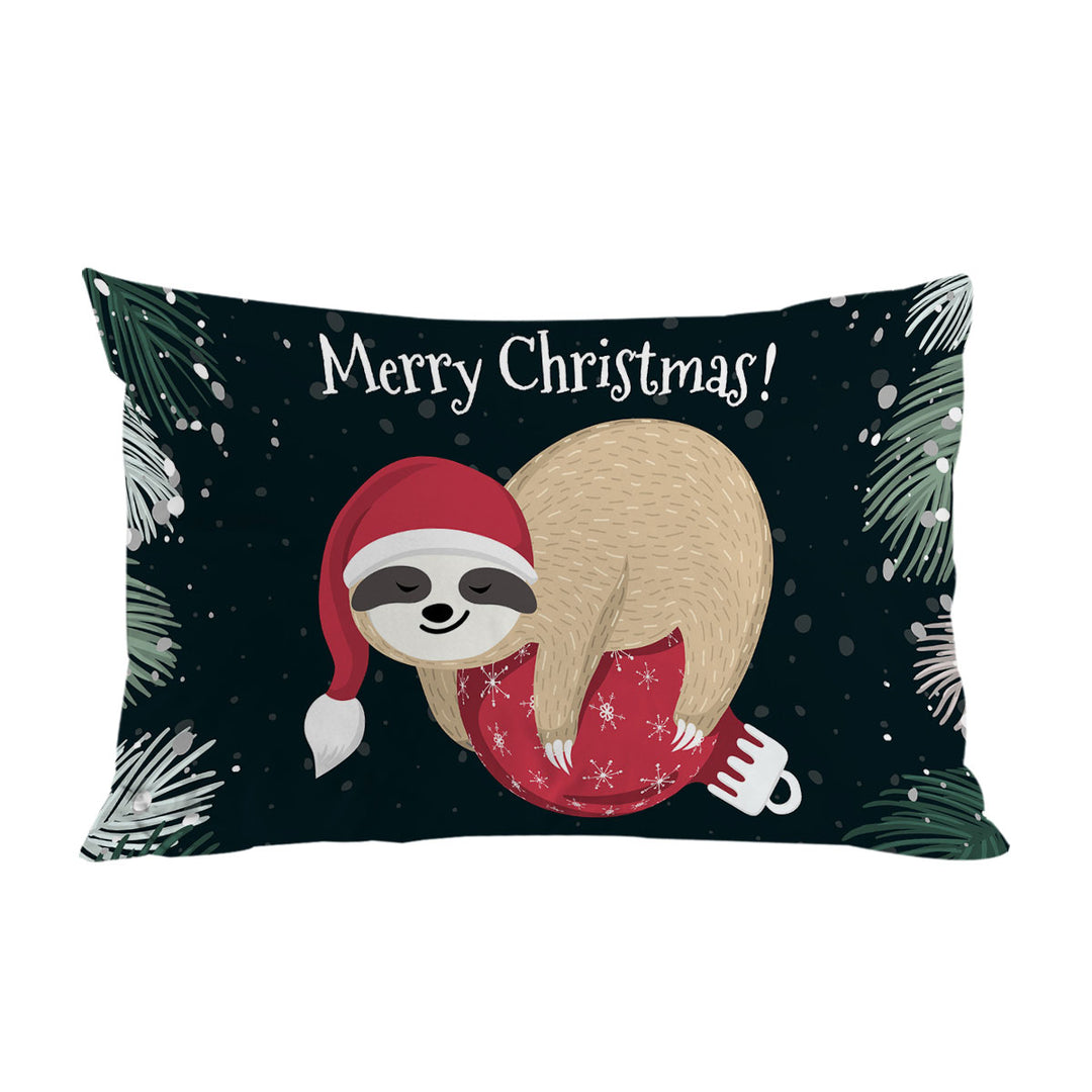 Funny Santa Sloth Sleeping on Christmas Bauble Pillow Cases
