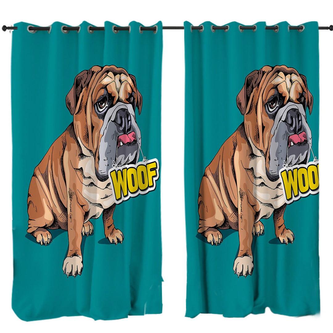Funny Sleepy Bulldog Curtains for Living Room