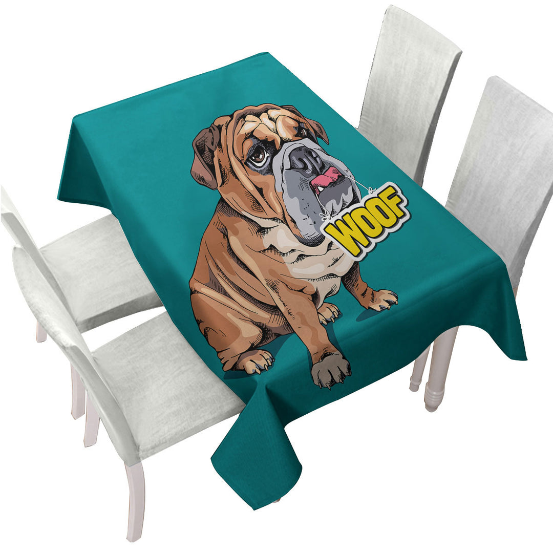 Funny Sleepy Bulldog Tablecloth
